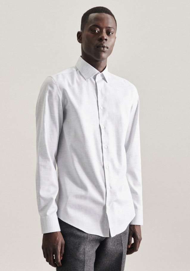 Bügelleichtes Twill Business Hemd in Slim mit Kentkragen in Grau | Seidensticker Onlineshop
