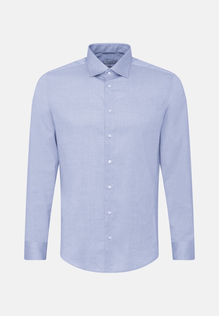 Men Easy-iron Twill Business Shirt in Slim with Kent-Collar light blue