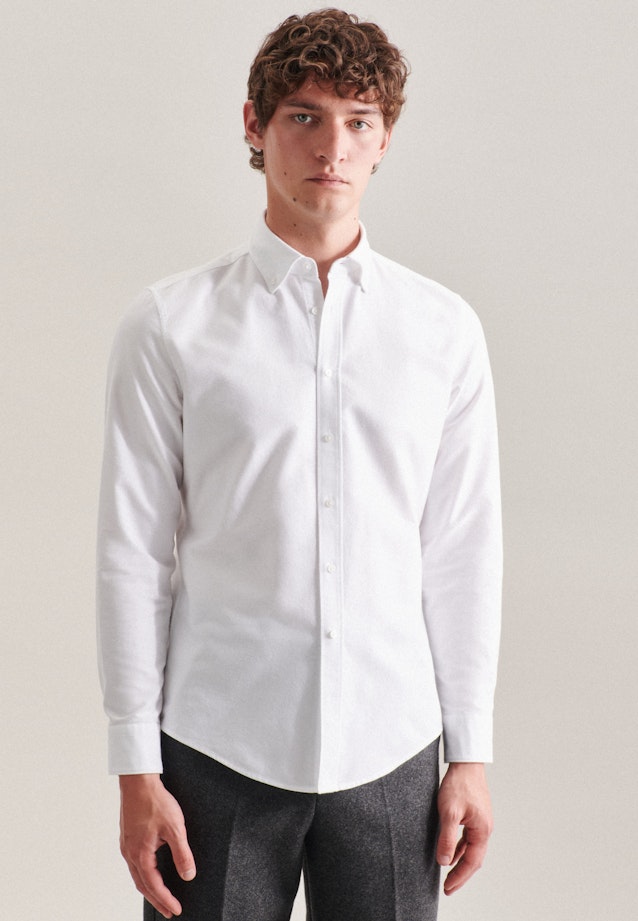 Oxford Business Hemd in Slim mit Button-Down-Kragen in Weiß | Seidensticker Onlineshop