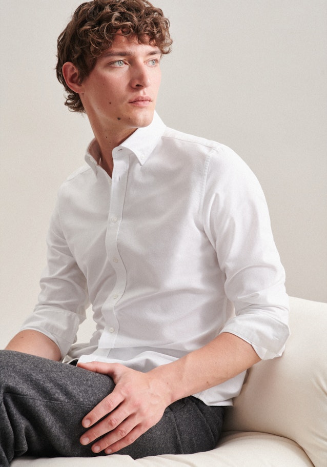 Business Shirt in Slim with Button-Down-Collar in White |  Seidensticker Onlineshop
