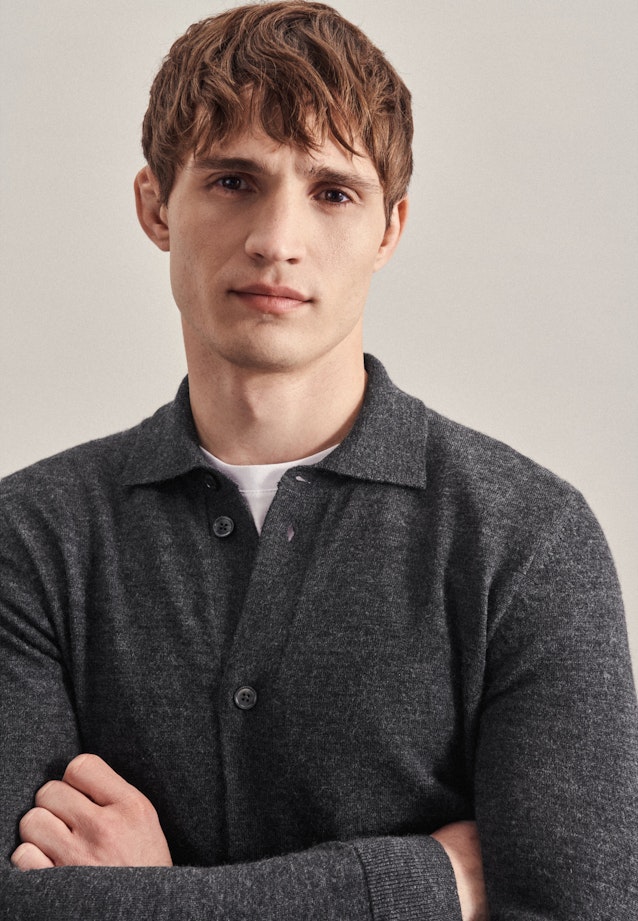 Collar Knit Jacket in Grey |  Seidensticker Onlineshop