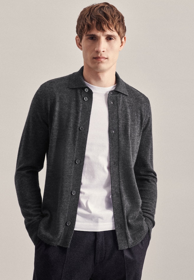 Collar Knit Jacket in Grey | Seidensticker online shop