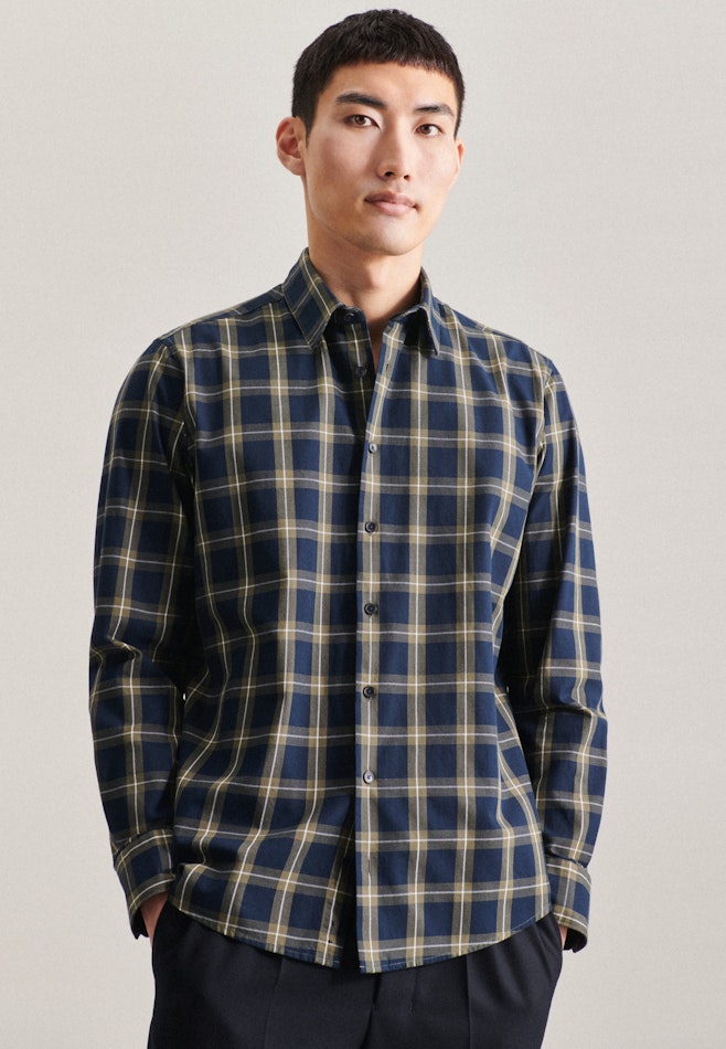 Casual Shirt in Regular with Kent-Collar in Dark Blue | Seidensticker online shop