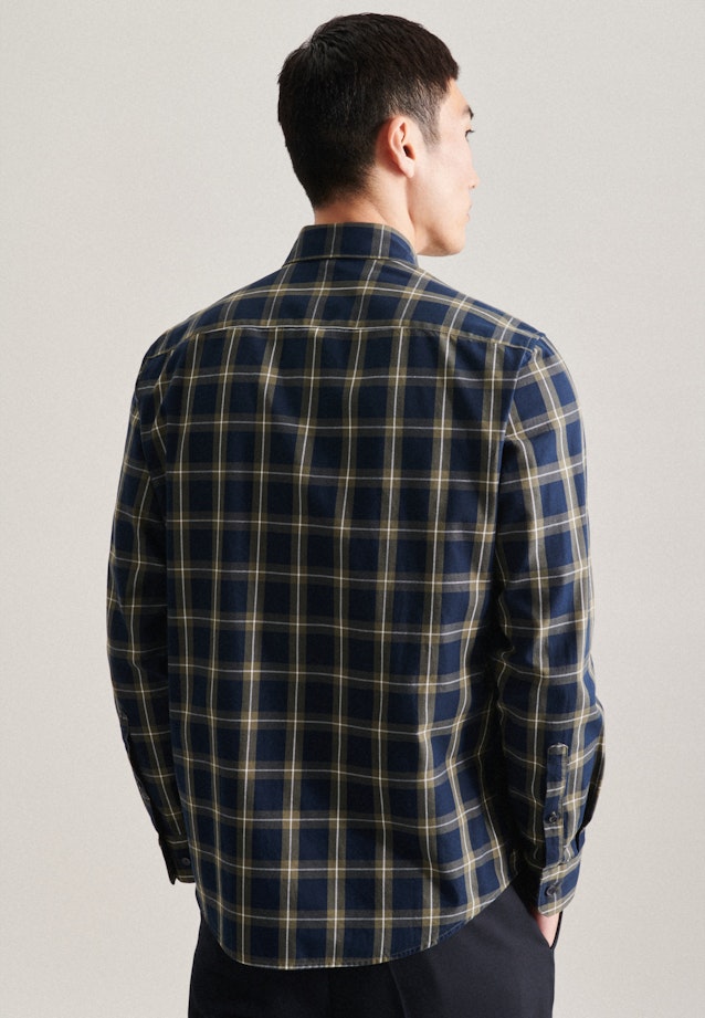 Regular Chemise décontractée carreaux in Bleu Foncé |  Seidensticker Onlineshop