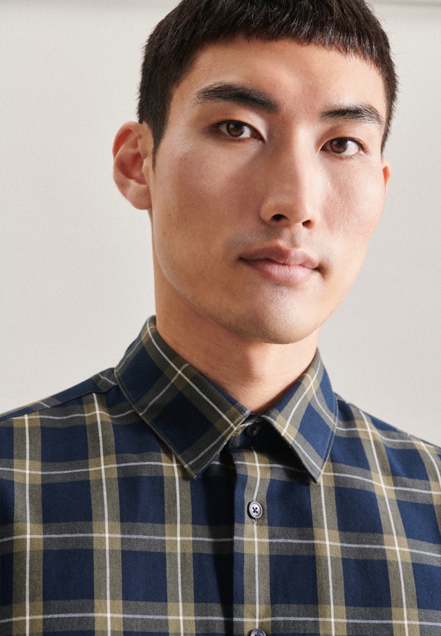Regular Chemise décontractée carreaux in Bleu Foncé |  Seidensticker Onlineshop