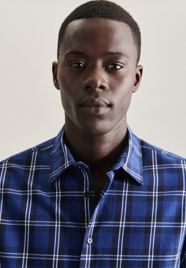 Regular Chemise décontractée carreaux in Bleu Foncé |  Seidensticker Onlineshop