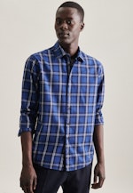 Regular Chemise décontractée carreaux in Bleu Foncé |  Seidensticker Onlineshop