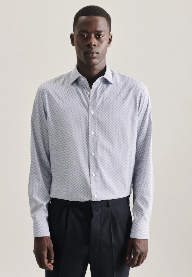 Slim Business Hemd Druck in Hellblau |  Seidensticker Onlineshop