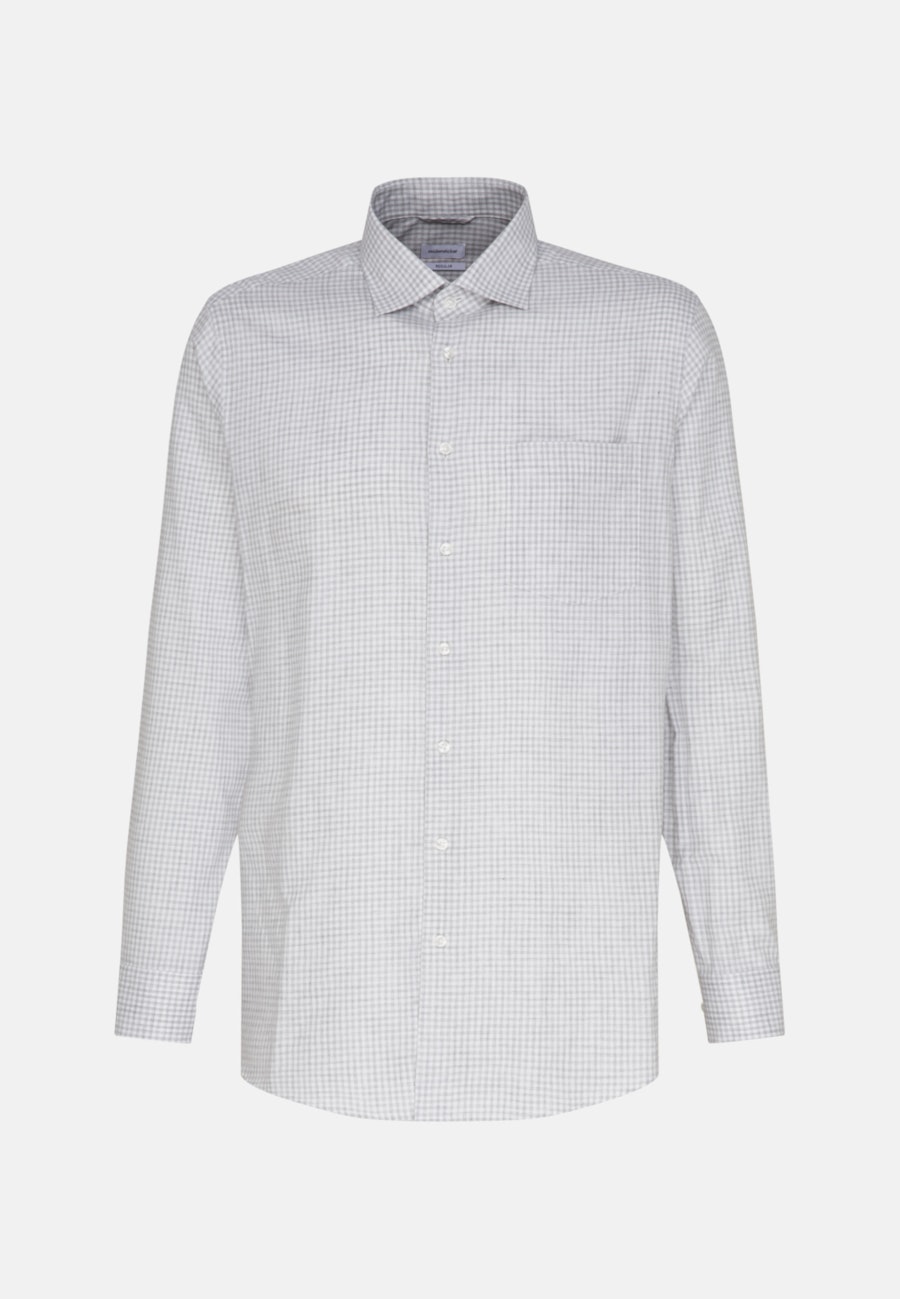 Bügelleichtes Twill Business Hemd in Regular mit Kentkragen in Grau |  Seidensticker Onlineshop