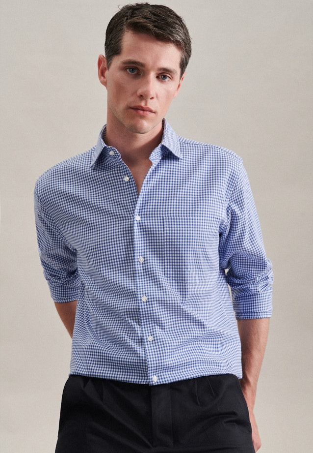 Regular Business Hemd Karo in Hellblau |  Seidensticker Onlineshop