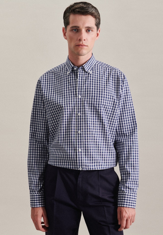 Regular Chemise d'affaires carreaux in Bleu Foncé |  Seidensticker Onlineshop