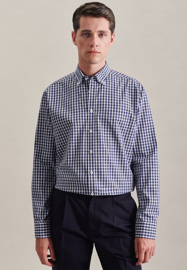 Regular Chemise d'affaires carreaux in Bleu Foncé |  Seidensticker Onlineshop