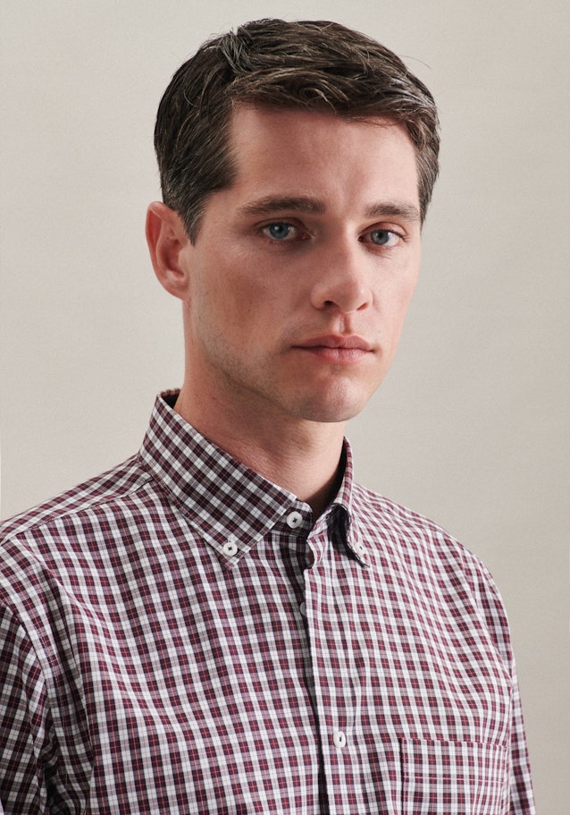 Bügelfreies Popeline Business Hemd in Regular mit Button-Down-Kragen in Rot | Seidensticker Onlineshop