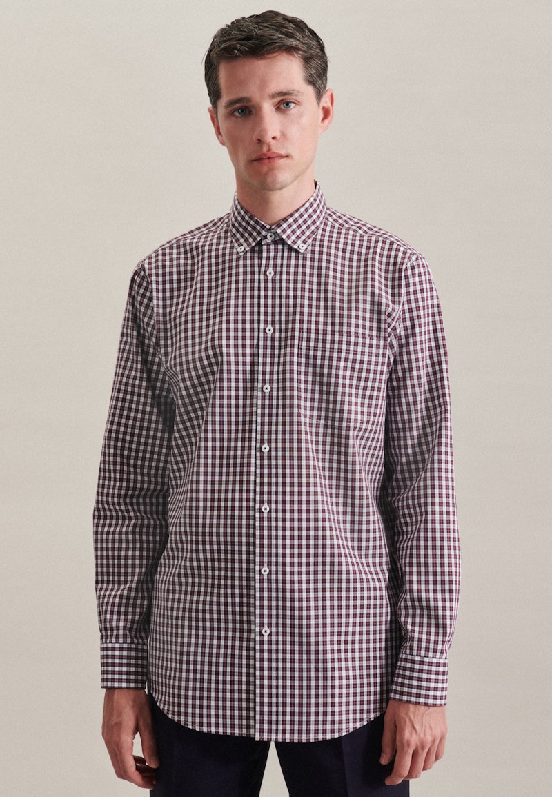 Non-iron Popeline Business overhemd in Regular with Button-Down-Kraag
