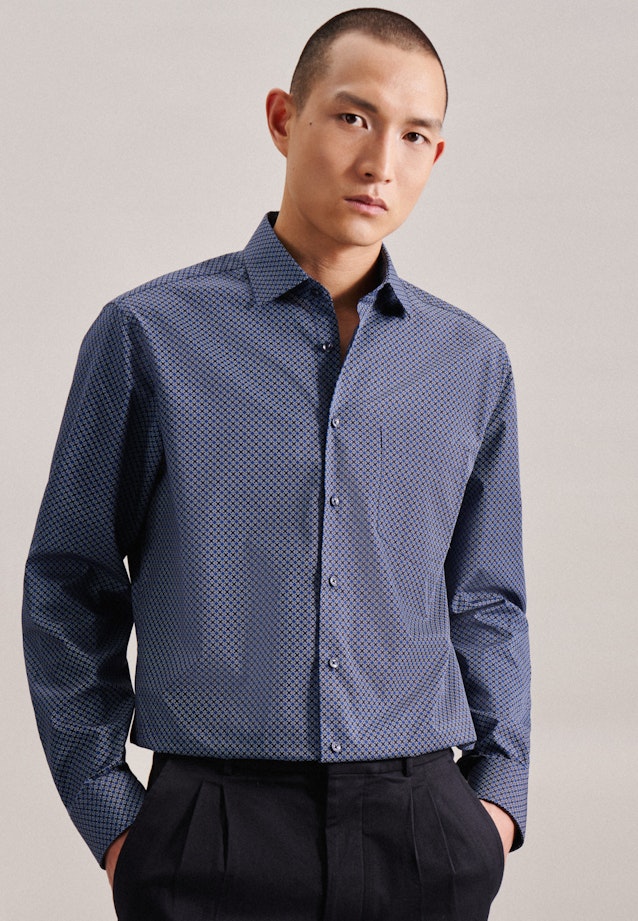 Regular Chemise d'affaires Imprimé in Bleu Foncé |  Seidensticker Onlineshop