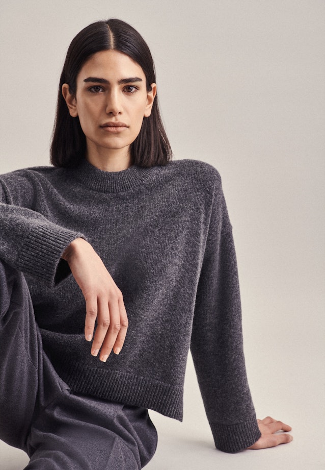 Rundhals Pullover Regular Fit Kaschmirmischung in Grau |  Seidensticker Onlineshop