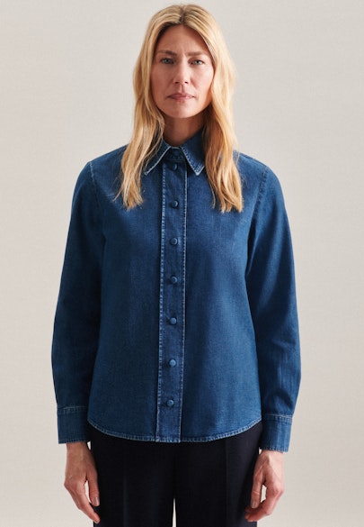 Shirt Blouse Uni in Dark Blue |  Seidensticker Onlineshop