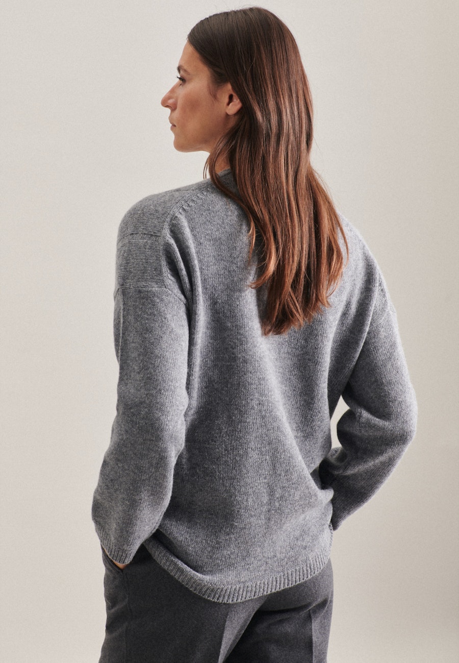 V-Neck Pullover Regular Fit Kaschmirmischung in Grau |  Seidensticker Onlineshop