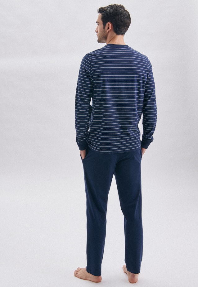 Pyjama aus 100% Baumwolle in Navy AOP |  Seidensticker Onlineshop