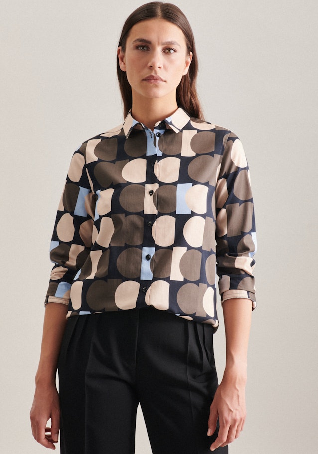 Long sleeve Satin Shirt Blouse in Brown |  Seidensticker Onlineshop