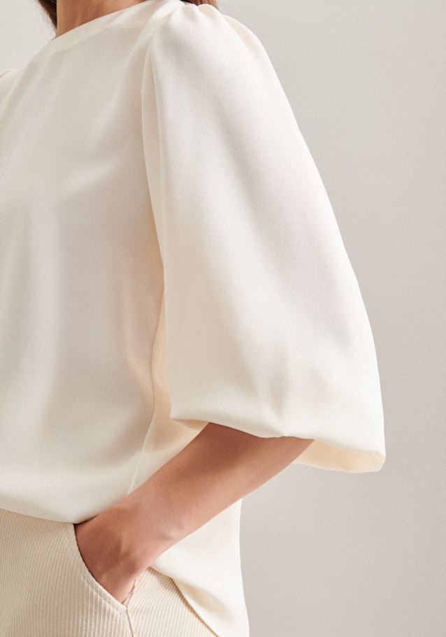 7/8-sleeve Crepe Shirt Blouse in Ecru |  Seidensticker Onlineshop
