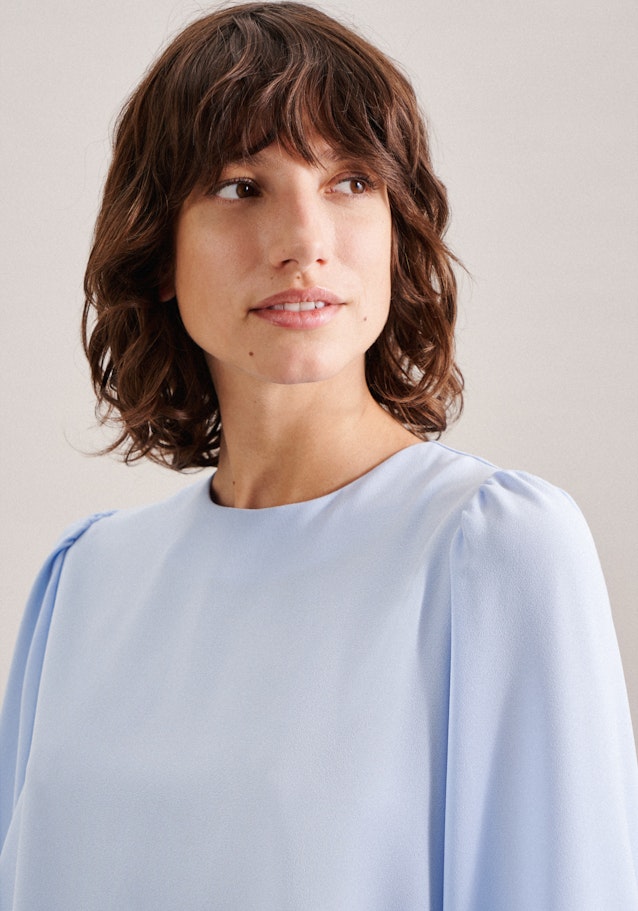 7/8-sleeve Crepe Shirt Blouse in Light Blue |  Seidensticker Onlineshop