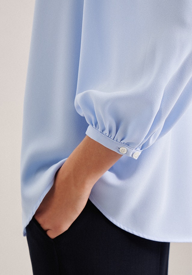 7/8-sleeve Crepe Shirt Blouse in Light Blue |  Seidensticker Onlineshop