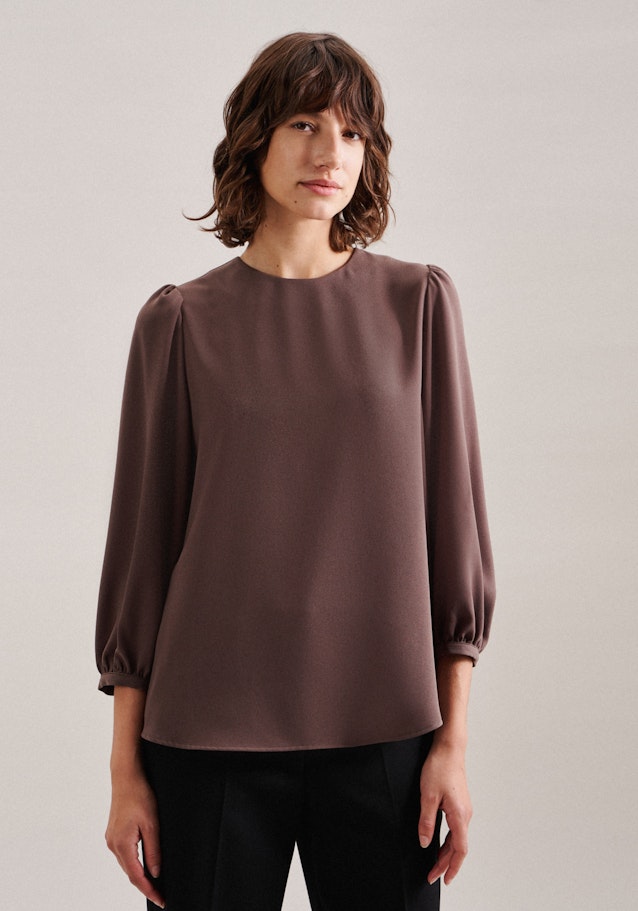 7/8-sleeve Crepe Shirt Blouse in Brown | Seidensticker Onlineshop