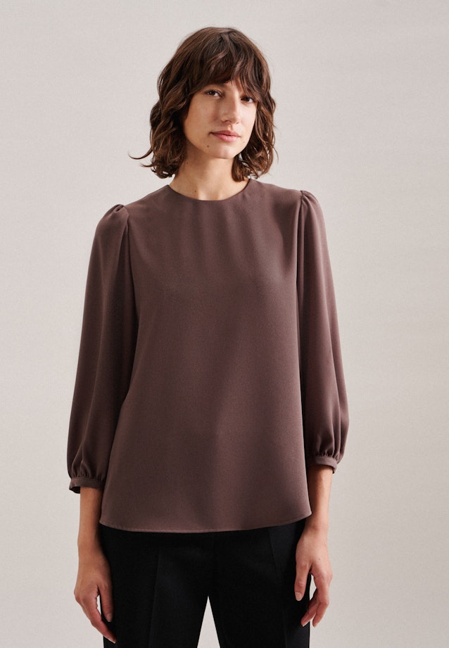 7/8-sleeve Crepe Shirt Blouse in Brown |  Seidensticker Onlineshop