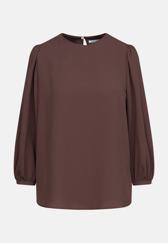 7/8-sleeve Crepe Shirt Blouse in Brown |  Seidensticker Onlineshop