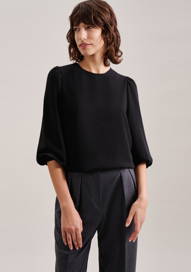 7/8-sleeve Crepe Shirt Blouse in Black | Seidensticker Onlineshop