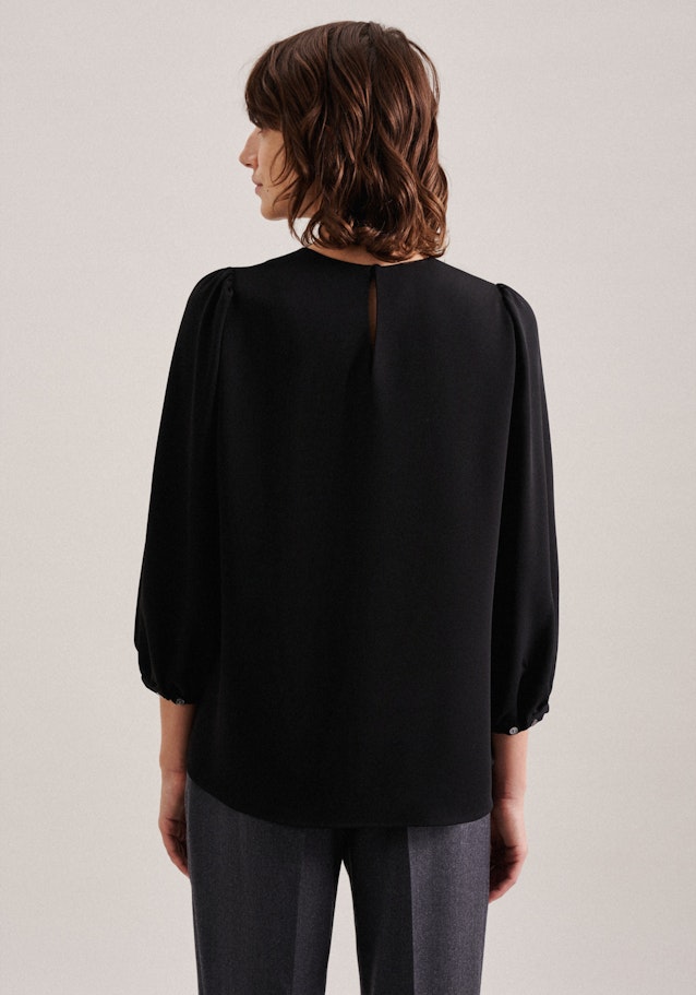7/8-sleeve Crepe Shirt Blouse in Black | Seidensticker Onlineshop
