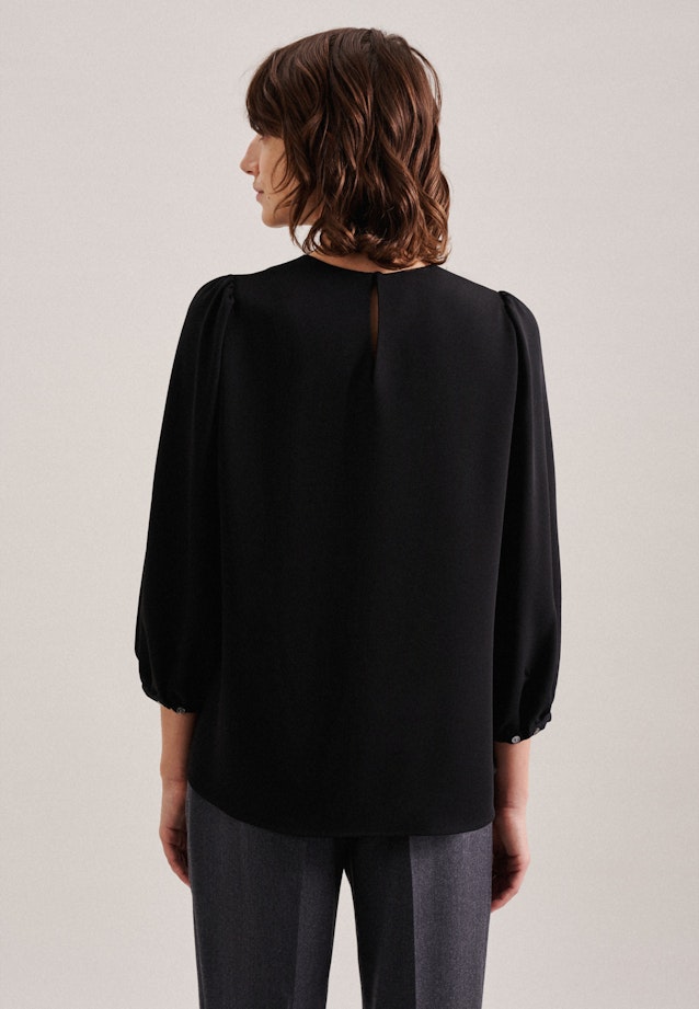 7/8-sleeve Crepe Shirt Blouse in Black |  Seidensticker Onlineshop