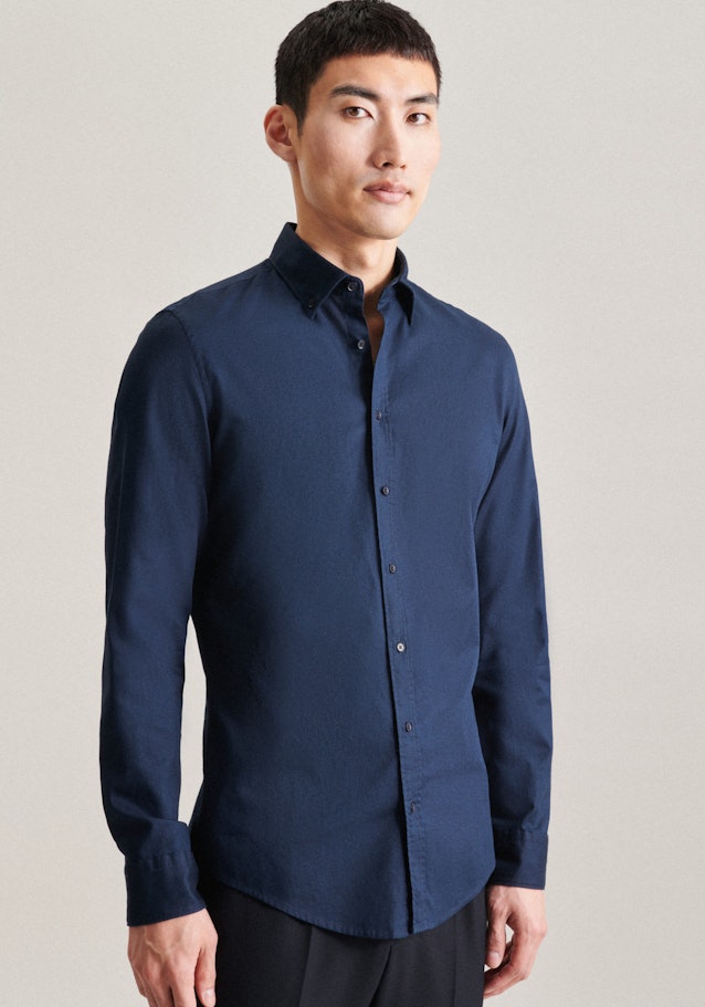 Business Shirt in Slim with Button-Down-Collar in Dark Blue | Seidensticker Onlineshop