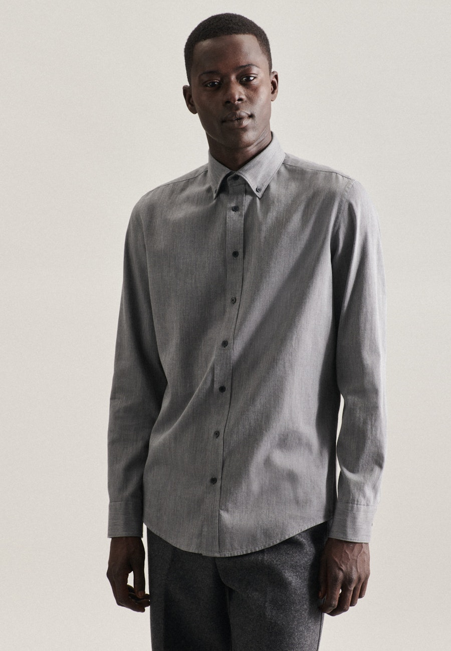 Business Hemd in Slim mit Button-Down-Kragen in Grau |  Seidensticker Onlineshop