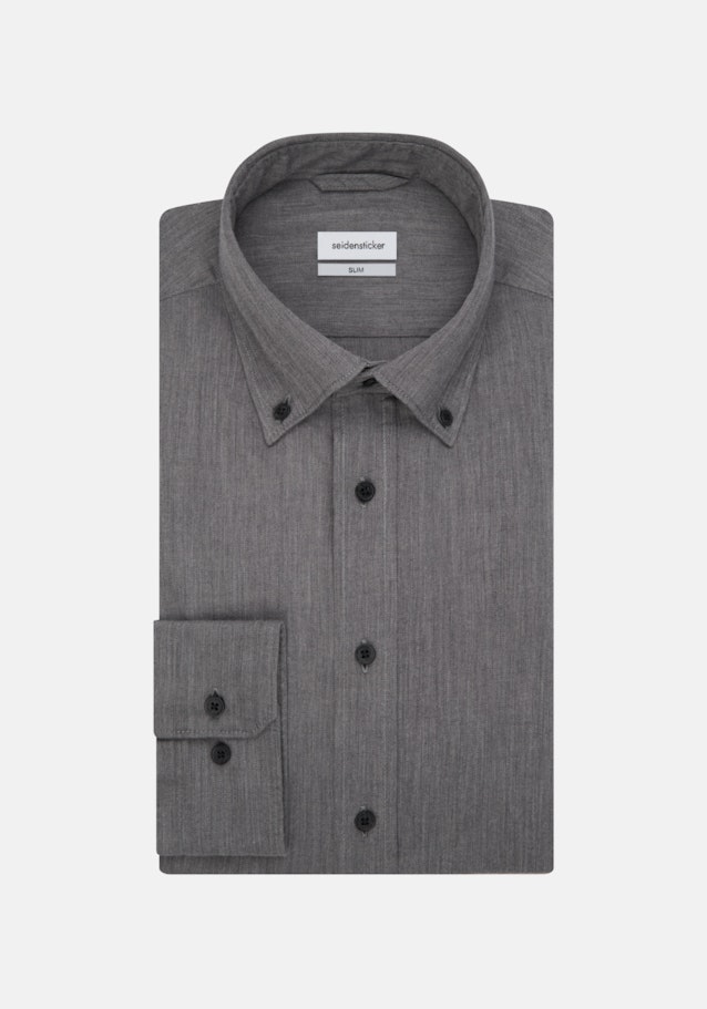Twill Business Hemd in Slim mit Button-Down-Kragen in Grau |  Seidensticker Onlineshop