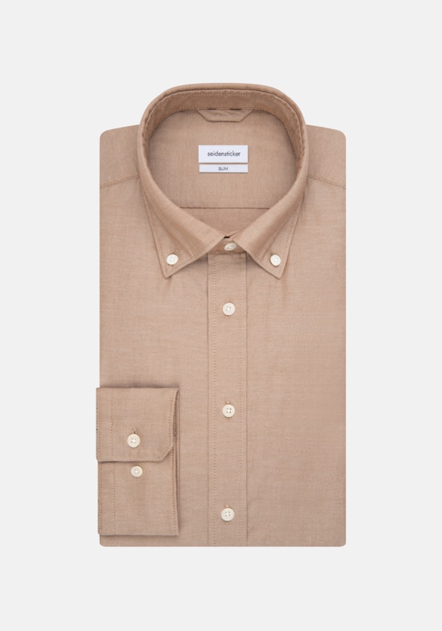 Twill Business Hemd in Slim mit Button-Down-Kragen in Braun |  Seidensticker Onlineshop