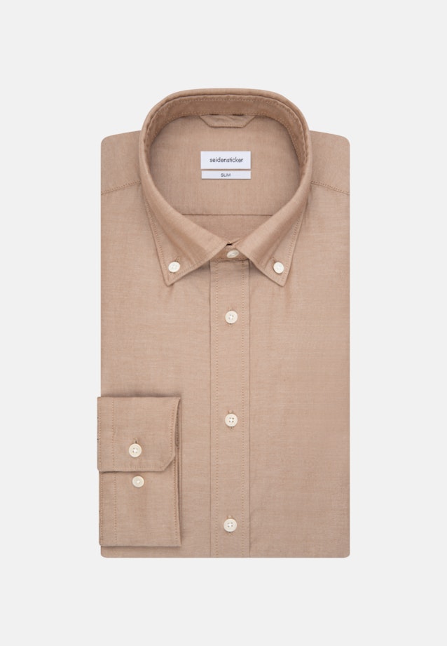 Twill Business Hemd in Slim mit Button-Down-Kragen in Braun |  Seidensticker Onlineshop