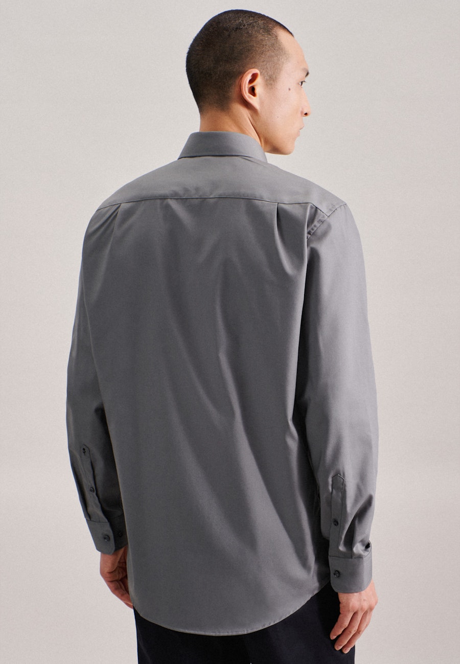Bügelfreies Popeline Business Hemd in Regular mit Kentkragen und extra langem Arm in Grau |  Seidensticker Onlineshop