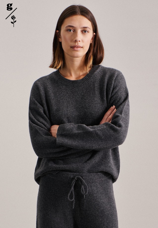 Rundhals Pullover Regular Fit Kaschmirmischung in Grau |  Seidensticker Onlineshop