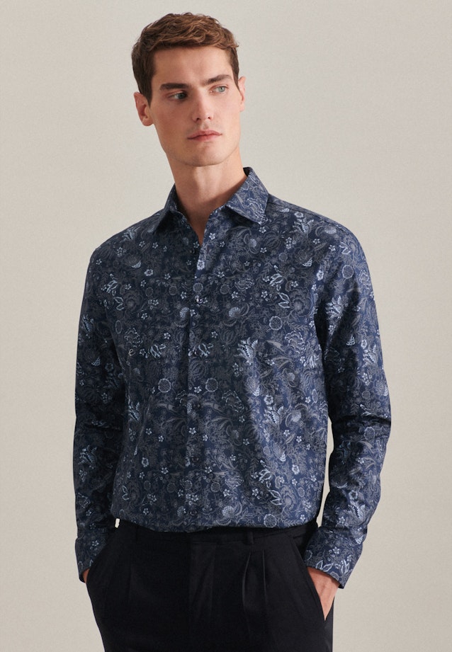 Regular Chemise d'affaires Imprimé in Bleu Foncé |  Seidensticker Onlineshop