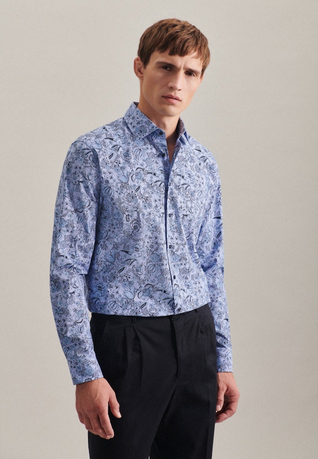 Regular Business shirt Print in Light Blue |  Seidensticker Onlineshop