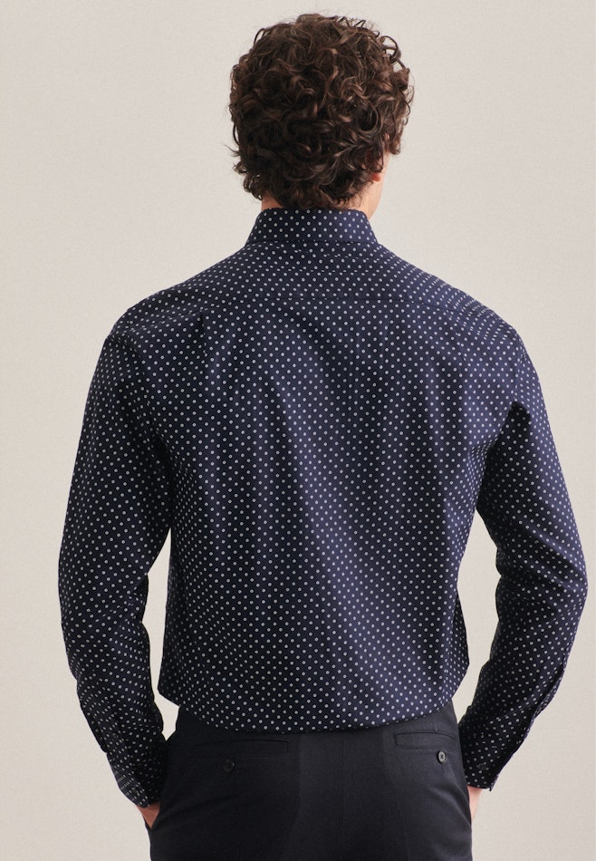 Regular Business Shirt Print in Dark Blue | Seidensticker online shop