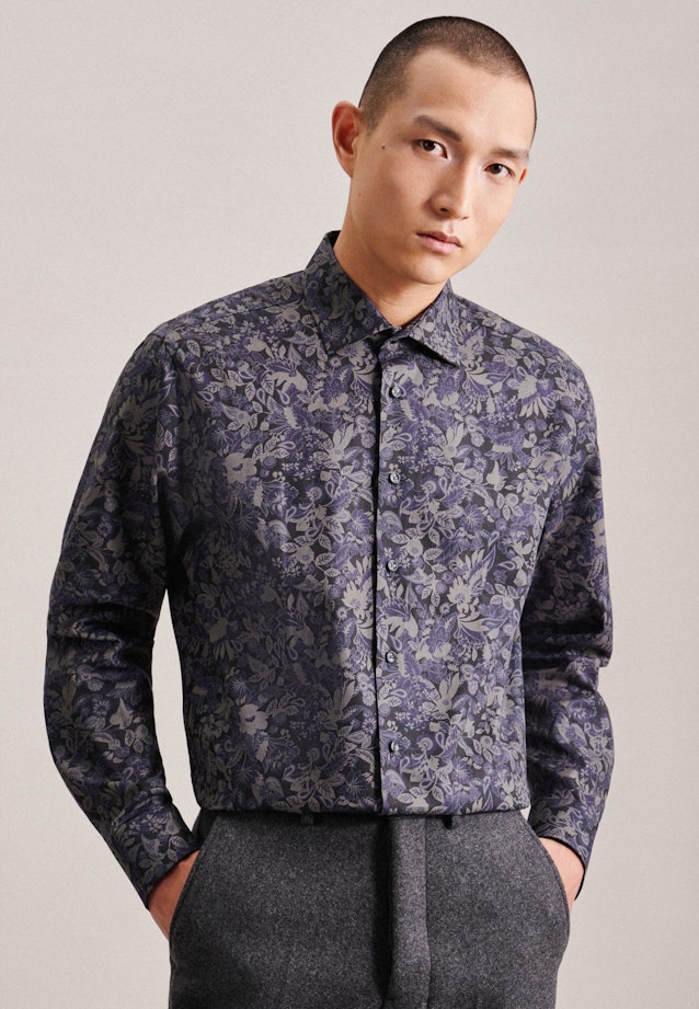 Regular Business shirt Floral in Grey |  Seidensticker Onlineshop