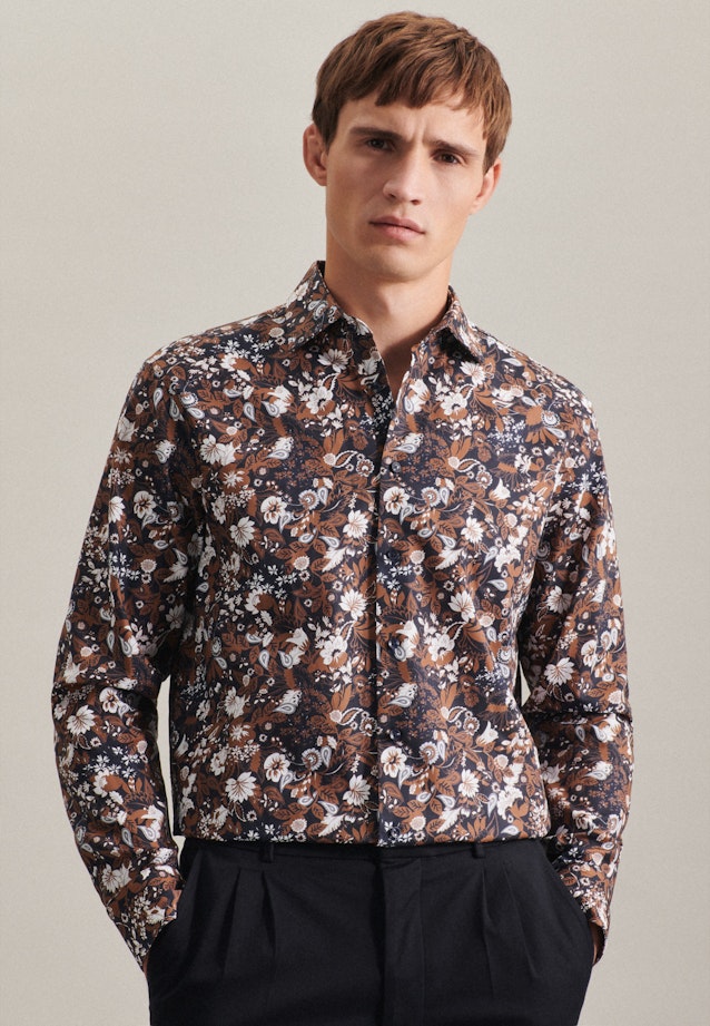 Regular Business Hemd Floral in Braun |  Seidensticker Onlineshop