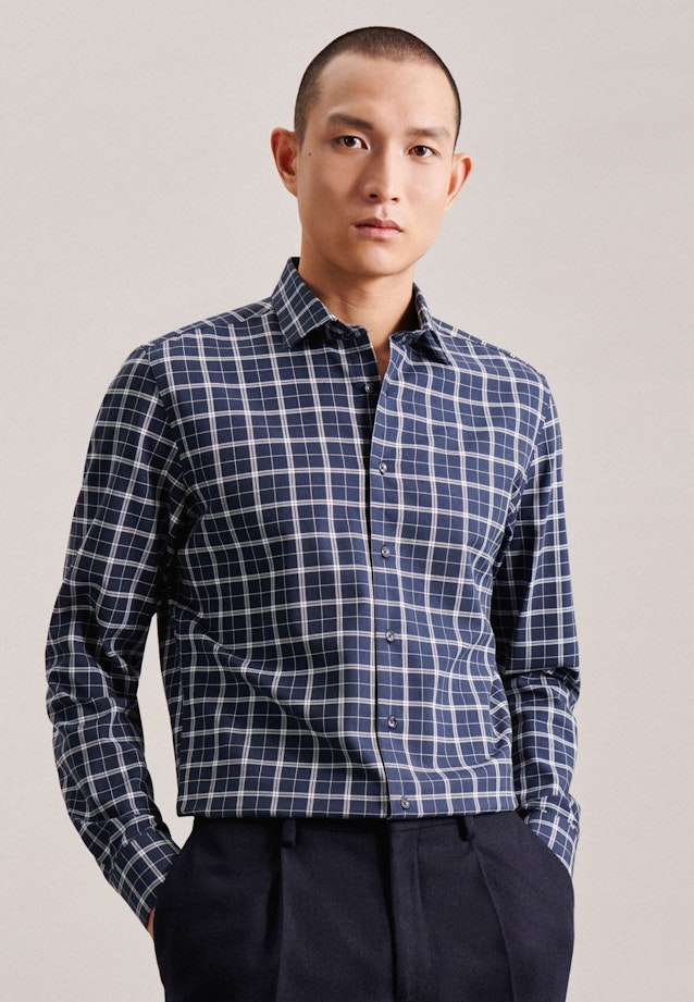 Business Shirt in Slim with Kent-Collar in Dark Blue |  Seidensticker Onlineshop