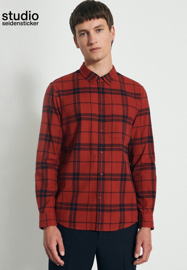 Regular Casual Hemd Karo in Orange | Seidensticker Onlineshop