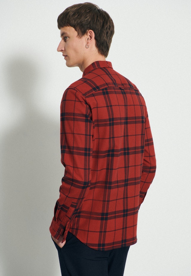 Regular Chemise casual Carreaux in Orange |  Seidensticker Onlineshop