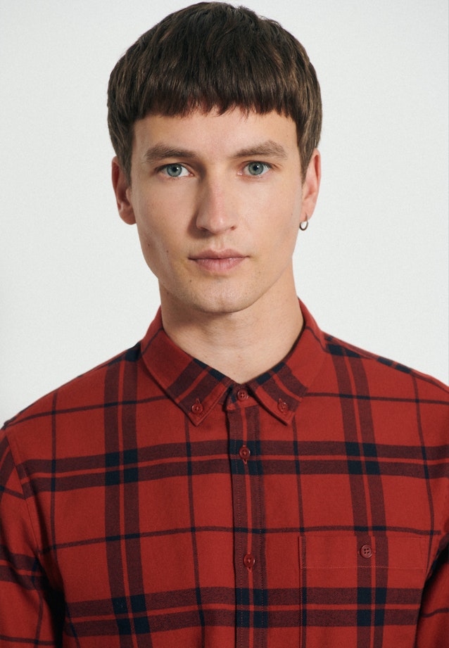 Regular Chemise casual Carreaux in Orange |  Seidensticker Onlineshop