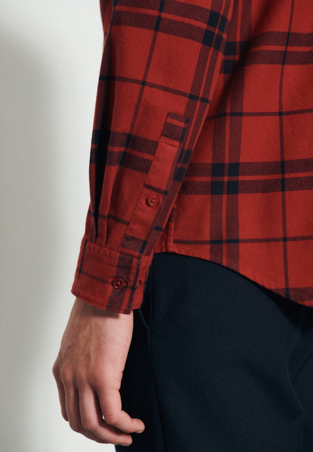 Regular Chemise casual Carreaux in Orange |  Seidensticker Onlineshop